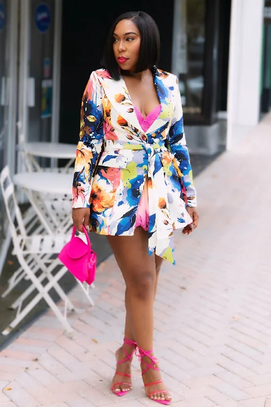 Upgrade for Less!Kalicia Watercolor Longline Blazer/Dress