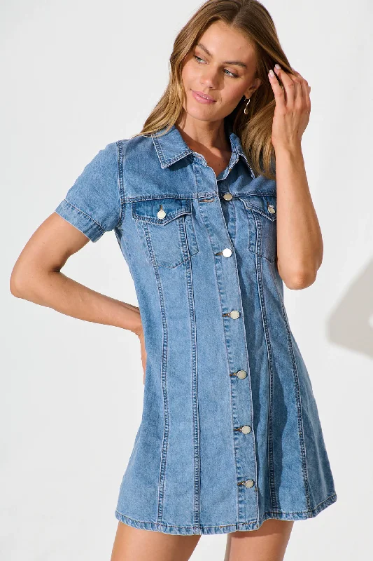 Shop Before It’s Gone!Laurence Shirt Dress in Light Blue Denim