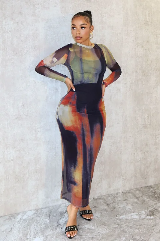 The Best Deals Won’t Wait!Leah Mesh Print Dress