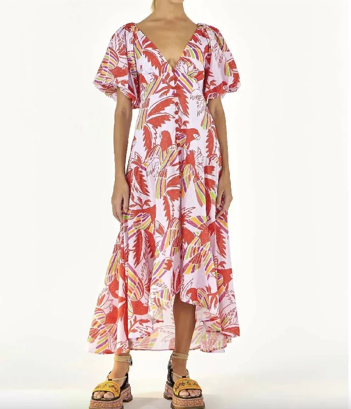 Shop More, Spend Less!Lilac Color Birds Midi Dress