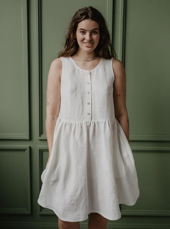 Your Discount is Waiting!Linen sleeveless summer dress HAZEL - White