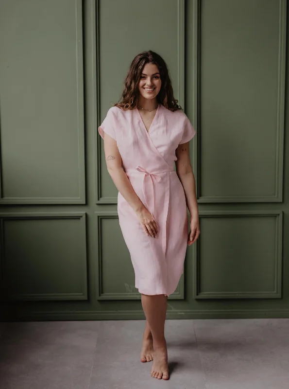 Don't Miss Out!Linen Wrap Dress Olivia - Cotton Candy