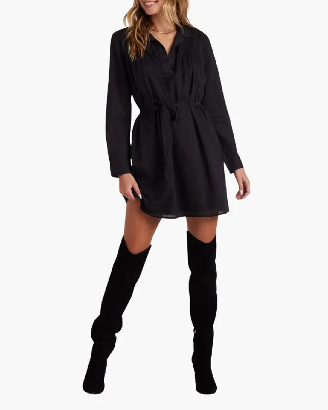 Special Offer – Act Fast!LONG SLEEVE PINTUCK DRESS IN BLACK
