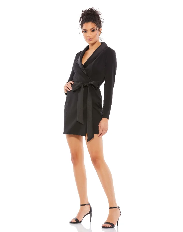 Your Dream Deal is Here!Long Sleeve Tuxedo Mini Dress
