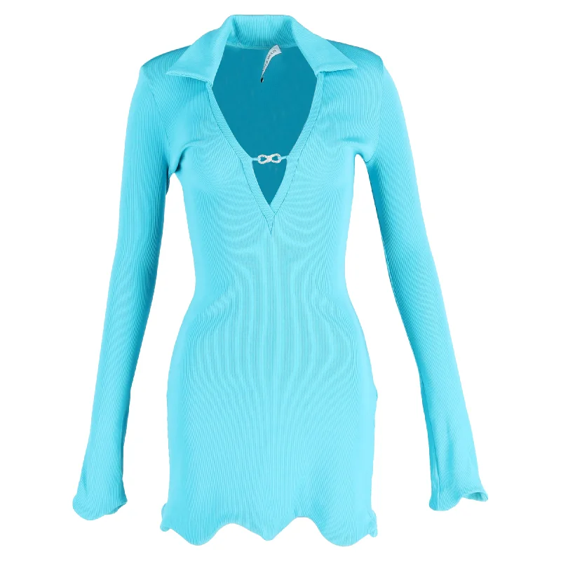 Get It Before It’s Gone!Mach & Mach Bow-Embellished Stretch-Jersey Mini Dress in Light Blue Viscose Get It Before It’s Gone!Mach & Mach Bow-Embellished Stretch-Jersey Mini Dress in Light Blue Viscose