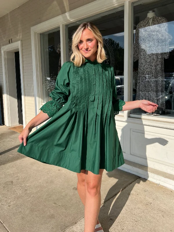 Amazing Prices You Can’t Resist!Midnight Muse Eyelet Pleated Dress