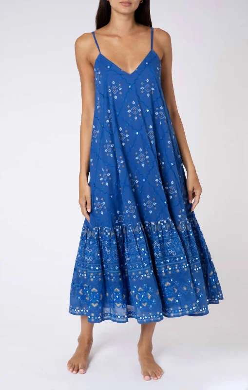 Your Favorite Items on Sale Now!Mosaic-Print Cotton Midi Dress In Blue