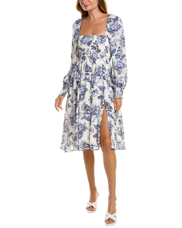 Steals and Deals Await!O.P.T. Classic Smocked Midi Dress