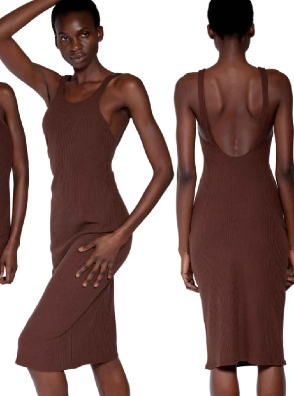 Limited Stock Available!Open Back Dress - Brown