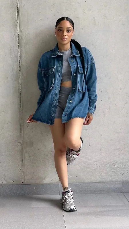 Special Discounts Inside!Special Discounts Inside!Oversized Denim Pockets Shirt Dress