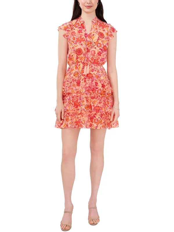 Your Shopping Spree Starts Here!Petites Womens Chiffon Short Mini Dress