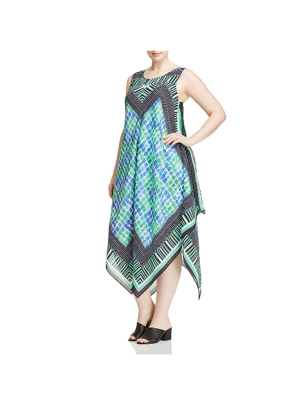 Today Only – Don’t Miss It!Today Only – Don’t Miss It!Plus Deja Vu Womens Silk Blend Asymmetric Midi Dress