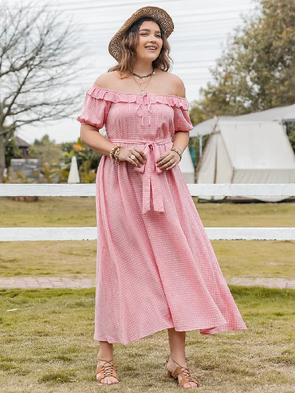 Snag the Best Prices Now!Chic plus size off-shoulder plaid dress