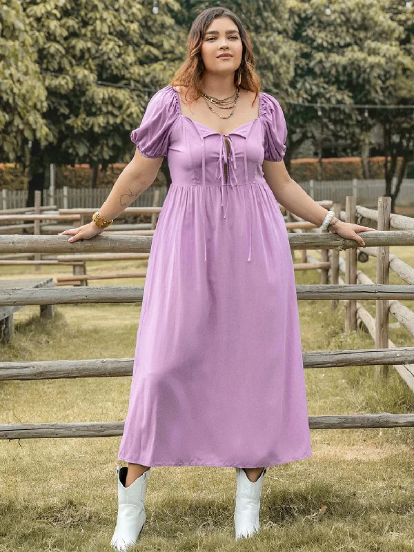 Act Fast – Limited Time Savings!Chic plus size tie neck dress