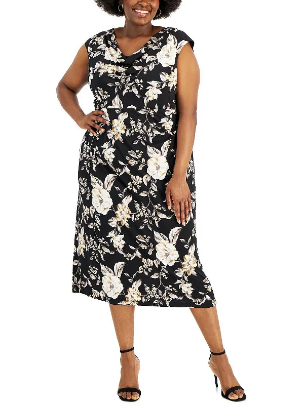 Get More, Spend Less – Shop Now!Plus Womens Cowlneck Mid-Calf Midi Dress