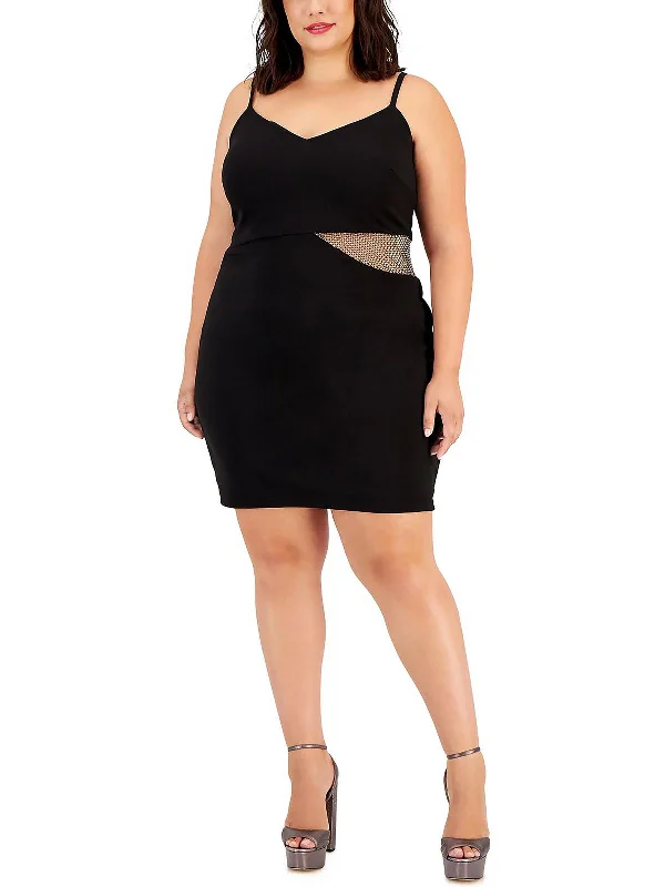 Shop Before It’s Gone!Plus Womens Embellished Short Mini Dress