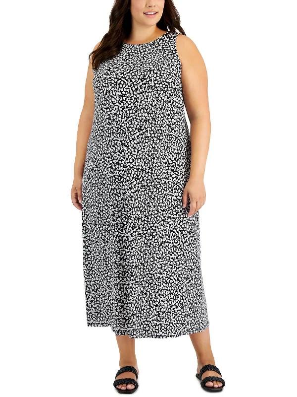 Biggest Sale of the Season!Plus Womens Printed Long Midi Dress