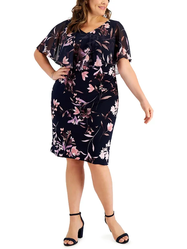 Limited Time Offer!Plus Womens Ruffled Mini Mini Dress