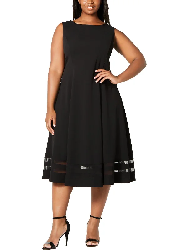 Savings You Can’t Ignore!Plus Womens Sleeveless Illusion Hem Midi Dress