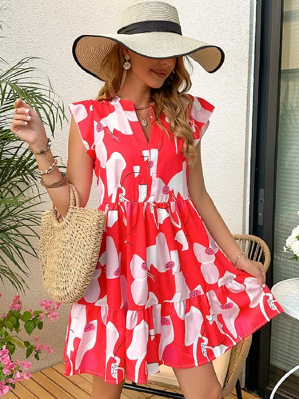 Get the Best for Less!Sheer layered dress with notched sleeves