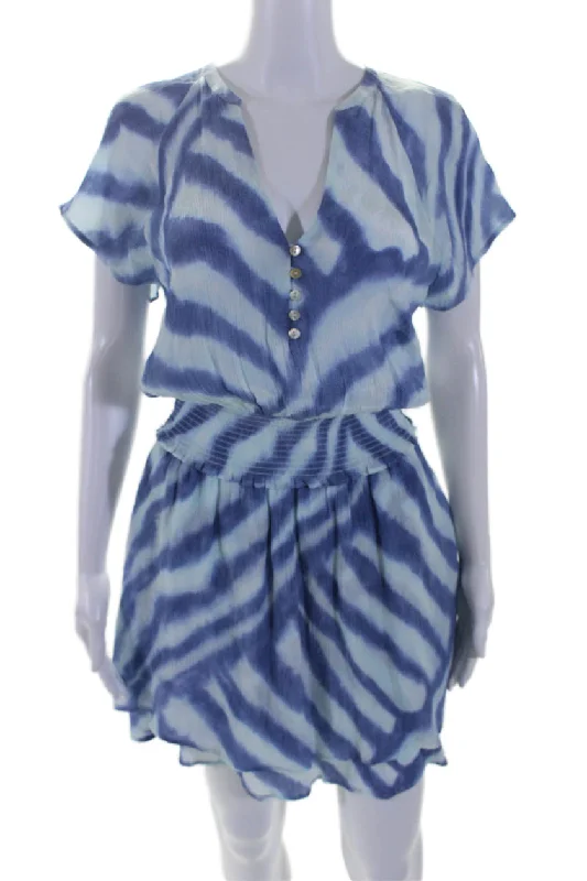 Steals and Deals Await!Rails Womens Striped Elastic Waist V-Neck Short Sleeve Mini Dress Blue Steals and Deals Await!Rails Womens Striped Elastic Waist V-Neck Short Sleeve Mini Dress Blue