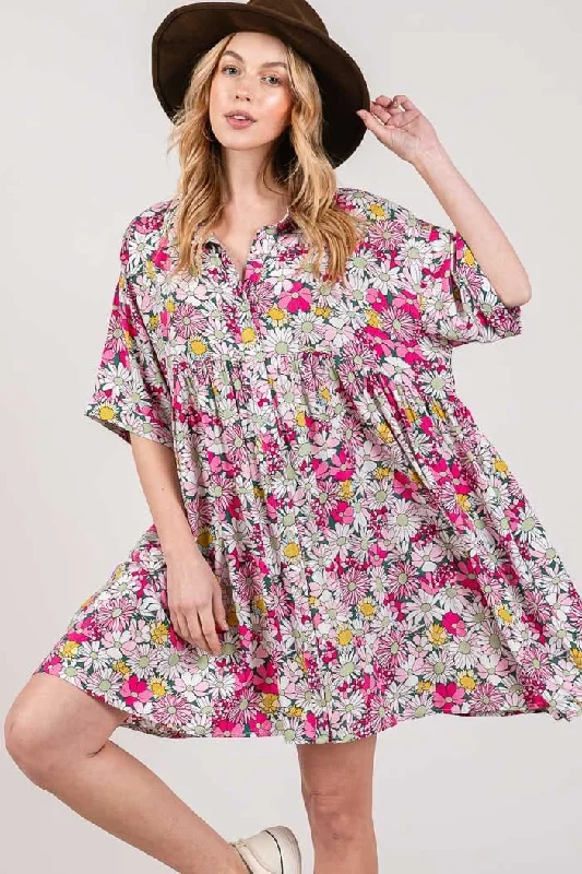More Discounts, More Joy!Floral mini shirt dress by sage + fig