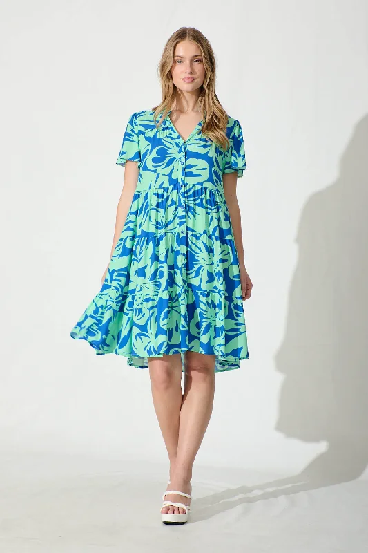 Your Favorite Sale is Back!Saldana Smock Dress in Blue and Green Floral Print