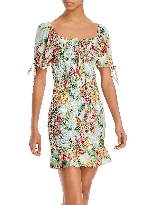 Upgrade for Less!Seaside Breeze Womens Tie Sleeve Ruffled Mini Dress