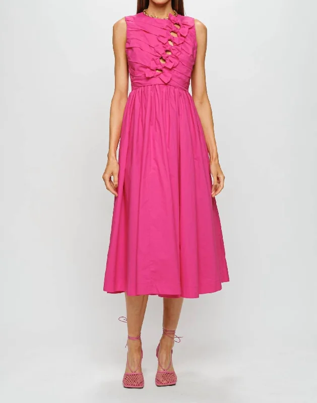 Shop Before It’s Gone!Selina Midi Dress In Fuchsia