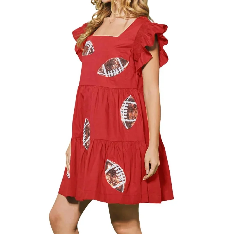 Your Exclusive Offer Awaits!Sequin Football Tiered Mini Dress