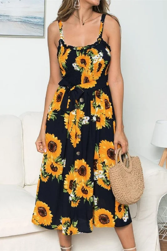 Limited Stock Available!Sunflower Sleeveless Dress - Stretchy