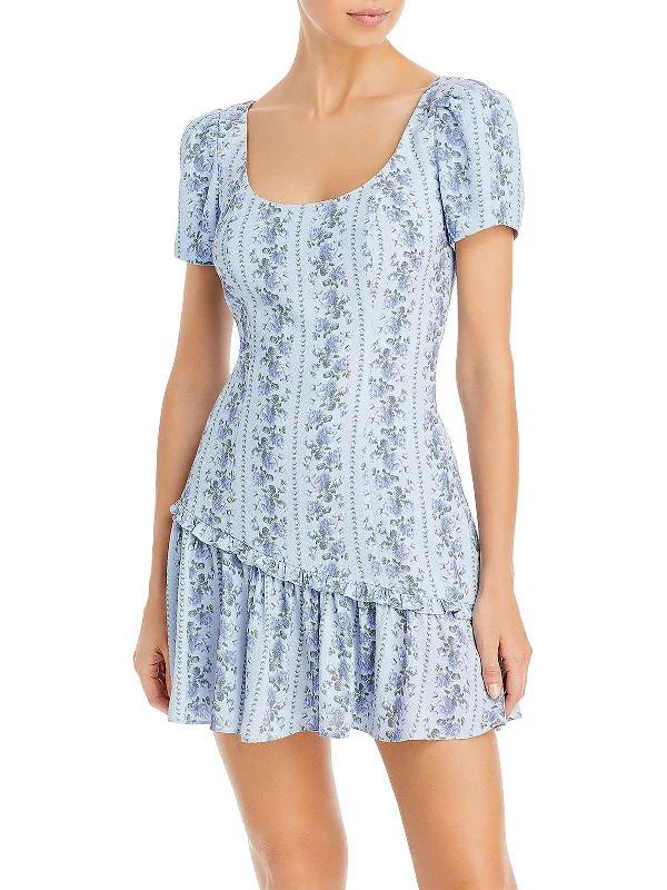 Your Wallet Will Thank You!Solus Womens Floral Asymmetric Mini Dress