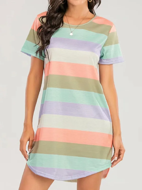 Price Drop Alert!Chic striped tee dress - round neck