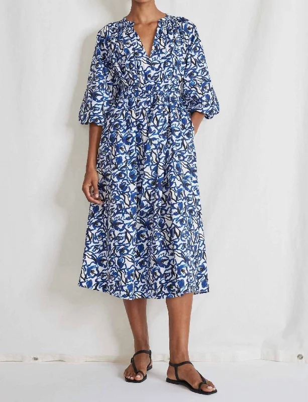 Bigger Savings, Better Shopping!Sun Mesa Midi Dress In Brushed Floral Indigo