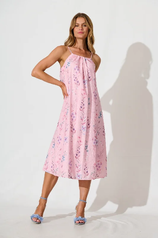 Shop More, Spend Less!Sunetta Midi Sundress in Blush Floral Textured Broderie