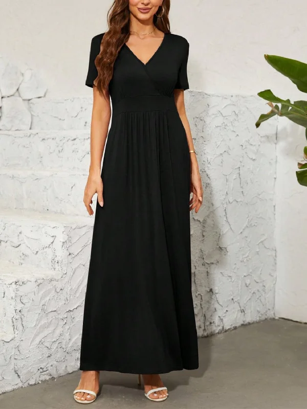 Best Price of the Season!Elegant surplice dress - short sleeve, stretchy