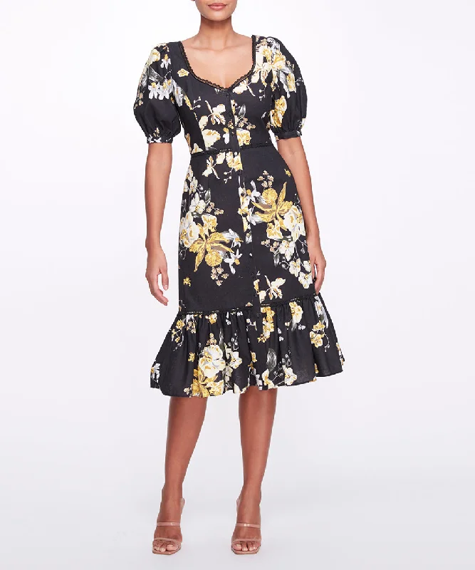 Crazy Discounts Inside!Sweetheart Neckline Floral Print Fitted Midi Dress