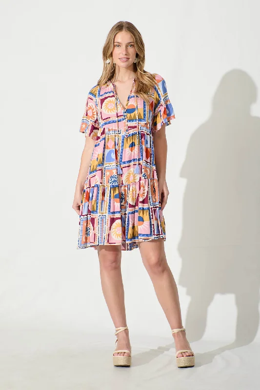 Exclusive Savings This Week!Tahnee Smock Dress in Multi with Blue