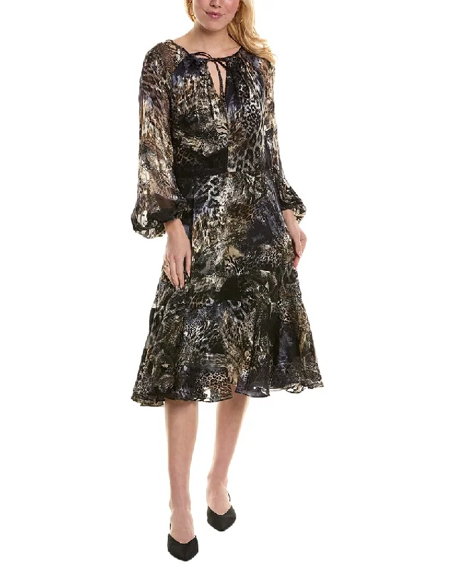 Shop Before It’s Gone!Teri Jon by Rickie Freeman Devor Silk-Blend Midi Dress