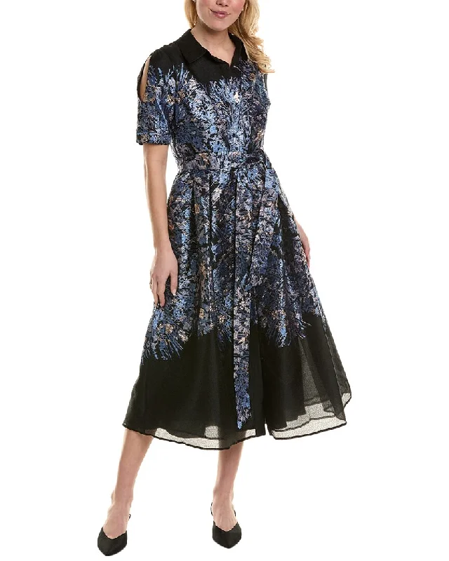 Huge Price Cuts Await!Teri Jon by Rickie Freeman Metallic Jacquard Midi Dress
