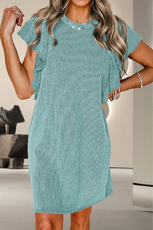 One Click Away from Big Savings!Ruffled cap sleeve dress - 75% polyester