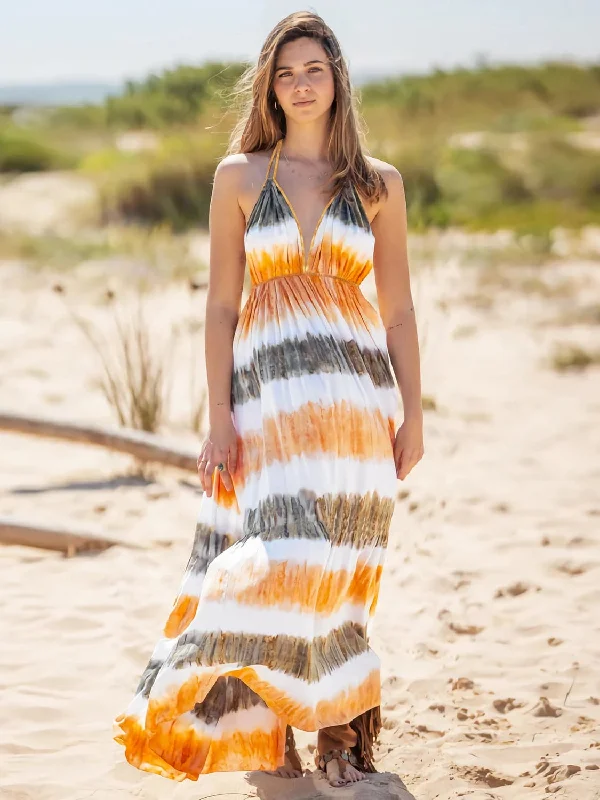 Best Offers of the Month!Chic tie-dye halter dress