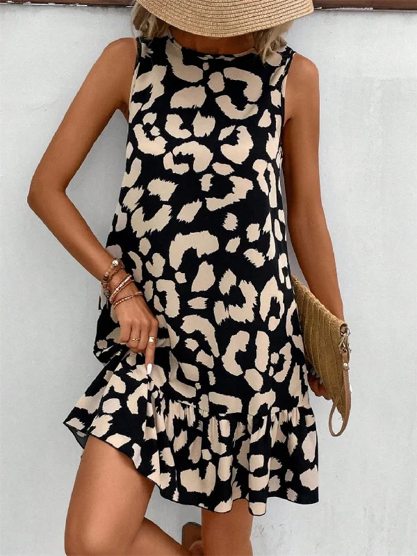 Stock Up and Save!Leopard print tank dress - tied design