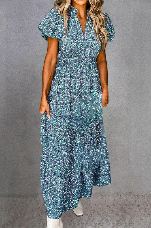 Special Discounts Inside!Chic tiered notched dress in print