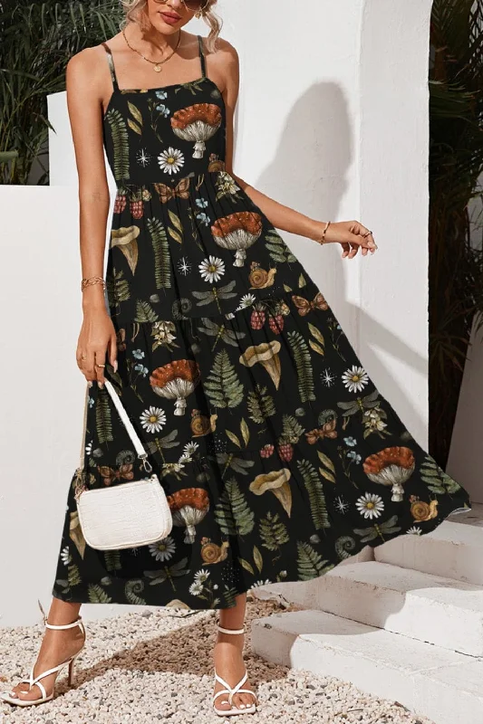 Massive Price Cuts!Tiered Printed Square Neck Cami Dress