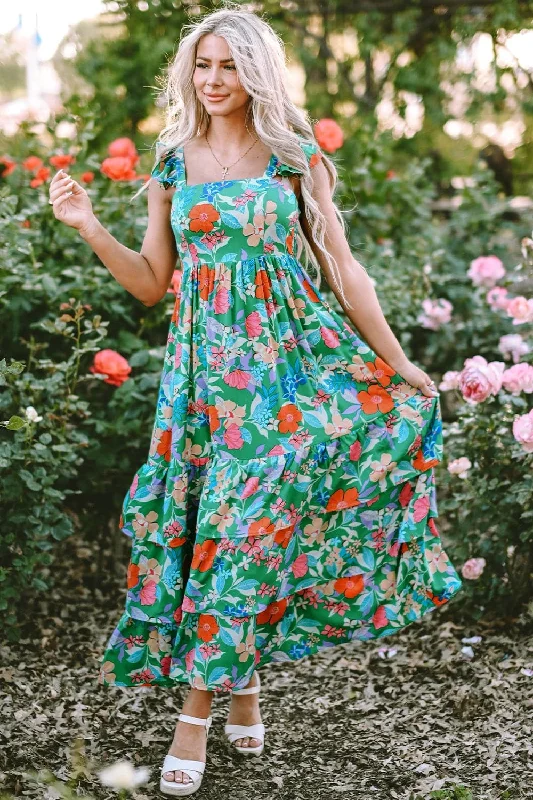 Shop Today, Save Tomorrow!Sleeveless Ruffled Printed Dress