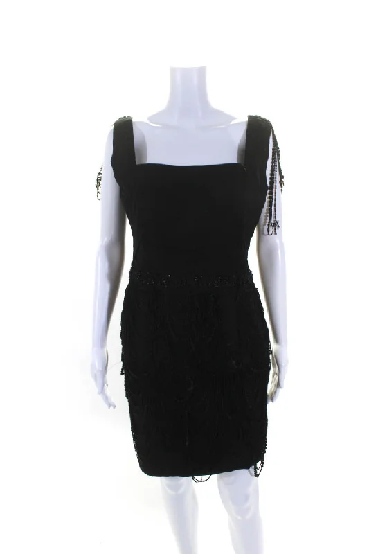 Save More When You Shop More!Tony Ward Womens Black Silk Square Neck Embellished Sleeveless Mini Dress Save More When You Shop More!Tony Ward Womens Black Silk Square Neck Embellished Sleeveless Mini Dress
