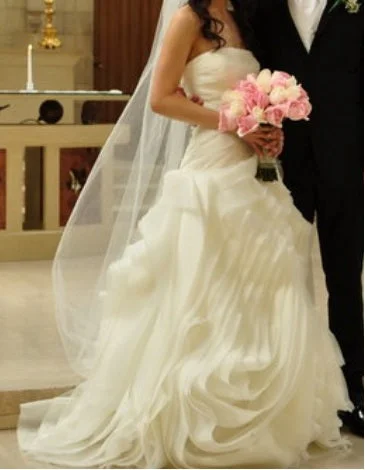 Hurry, Sale Ends Soon!Vera Wang  Organza Fit and Flare Gown with Bias Flange Skirt