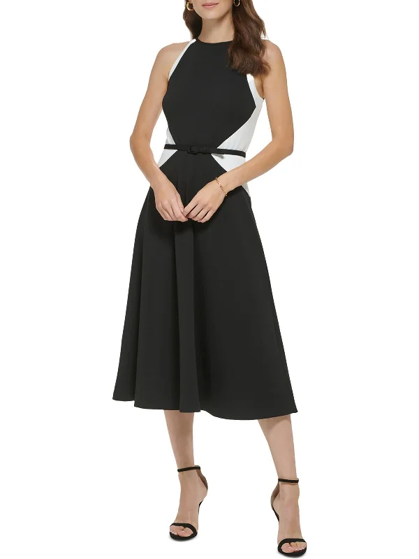 Save More with Every Purchase!Womens Colorblock Halter Midi Dress