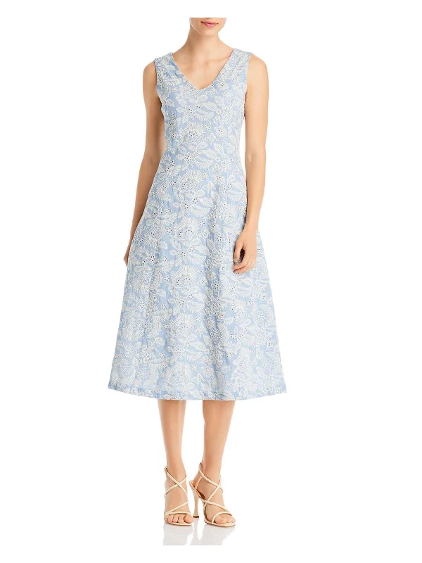 Unbeatable Prices!Womens Cotton Embroidered Midi Dress